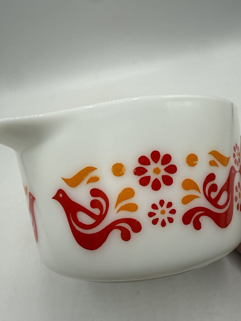 VTG Pyrex Friendship Pattern Covered Casserole 1 Qt Dish /rw