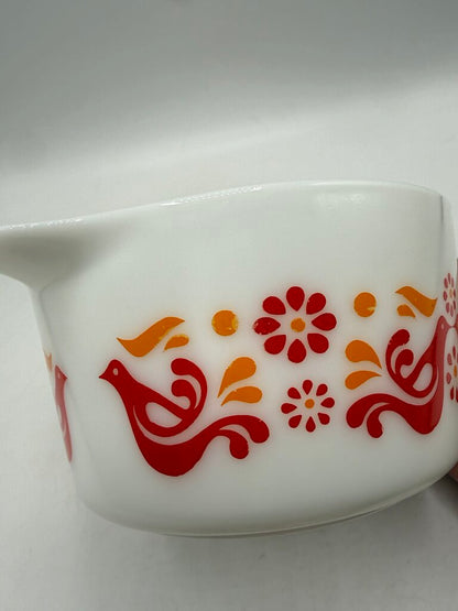 VTG Pyrex Friendship Pattern Covered Casserole 1 Qt Dish /rw