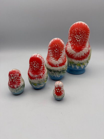 Handpainted 5 pc Russian Wood Nesting Dolls Floral Theme /ro