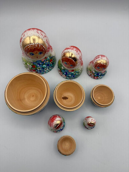 Handpainted 5 pc Russian Wood Nesting Dolls Floral Theme /ro