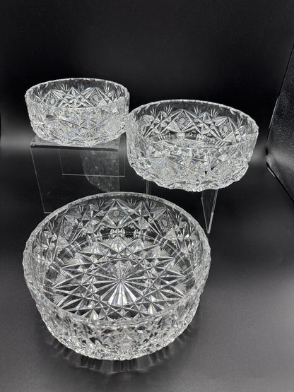 Set of 3 VTG Brilliant Cut Crystal Nesting Bowls /ro