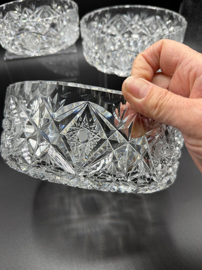 Set of 3 VTG Brilliant Cut Crystal Nesting Bowls /ro