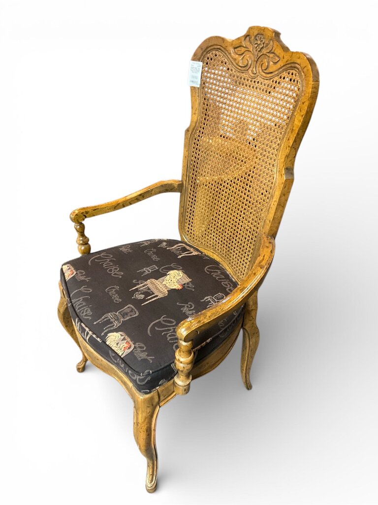 Pair of French Bergere Cane & Chestnut Arm Chairs