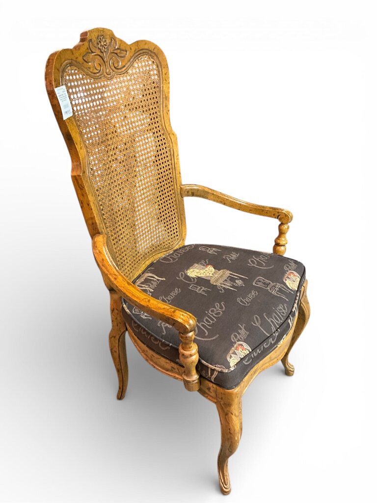 Pair of French Bergere Cane & Chestnut Arm Chairs