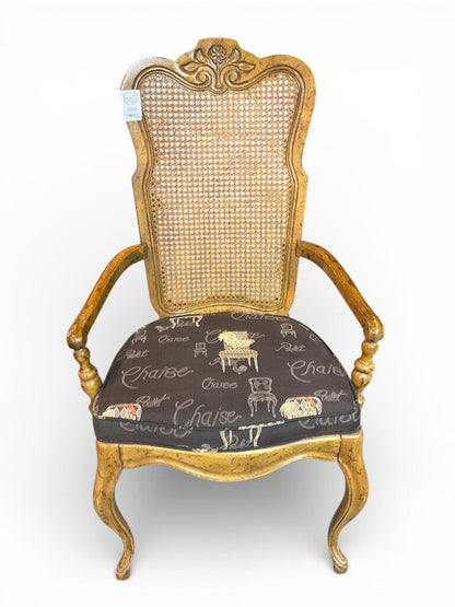 Pair of French Bergere Cane & Chestnut Arm Chairs