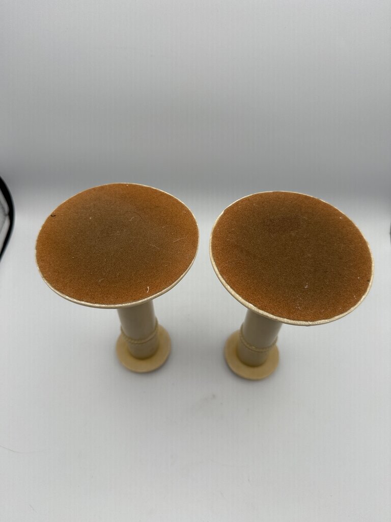 Antique set of 2 Celluloid Ivory Column Candlestick Holders 7” /ro