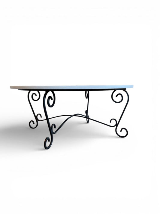 Marble Round Coffee Table Wrought Iron Base