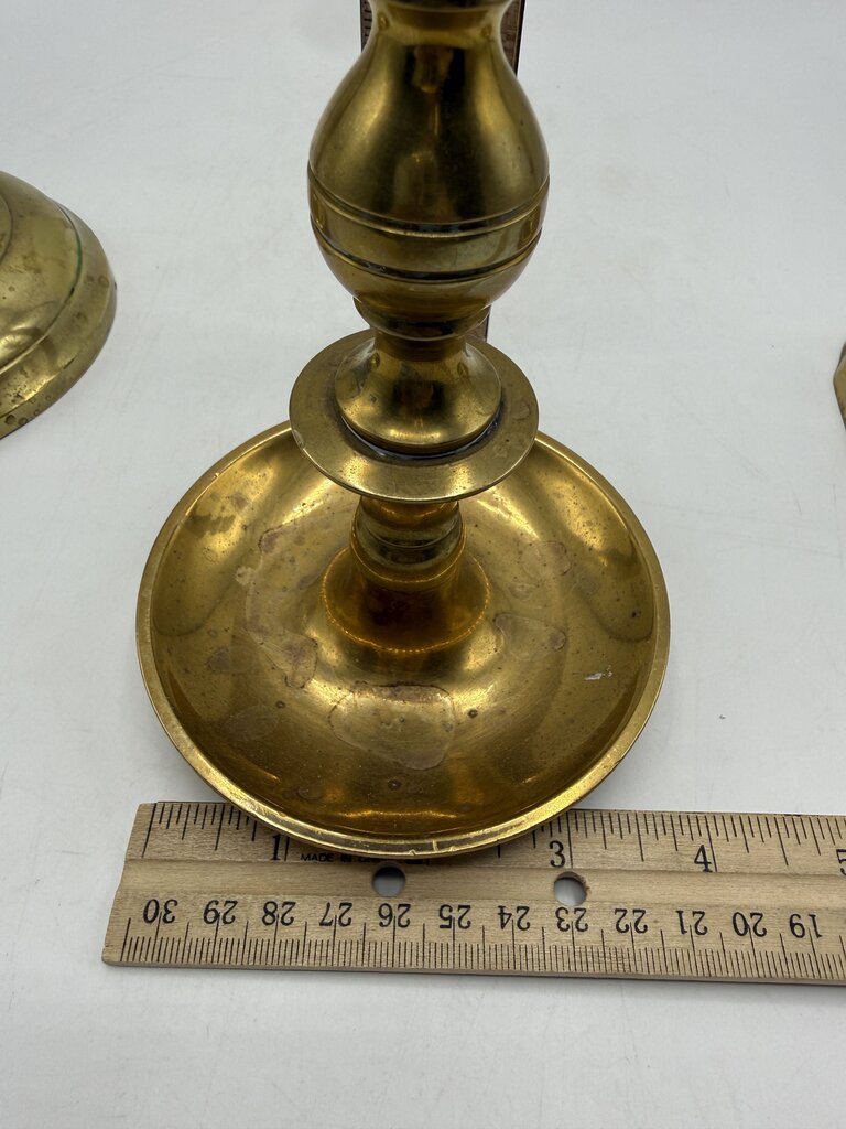 VTG Set of 3 Brass Assorted Candlestick Holders 8”-10” Tall /rw