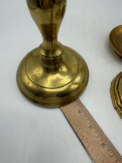VTG Set of 3 Brass Assorted Candlestick Holders 8”-10” Tall /rw