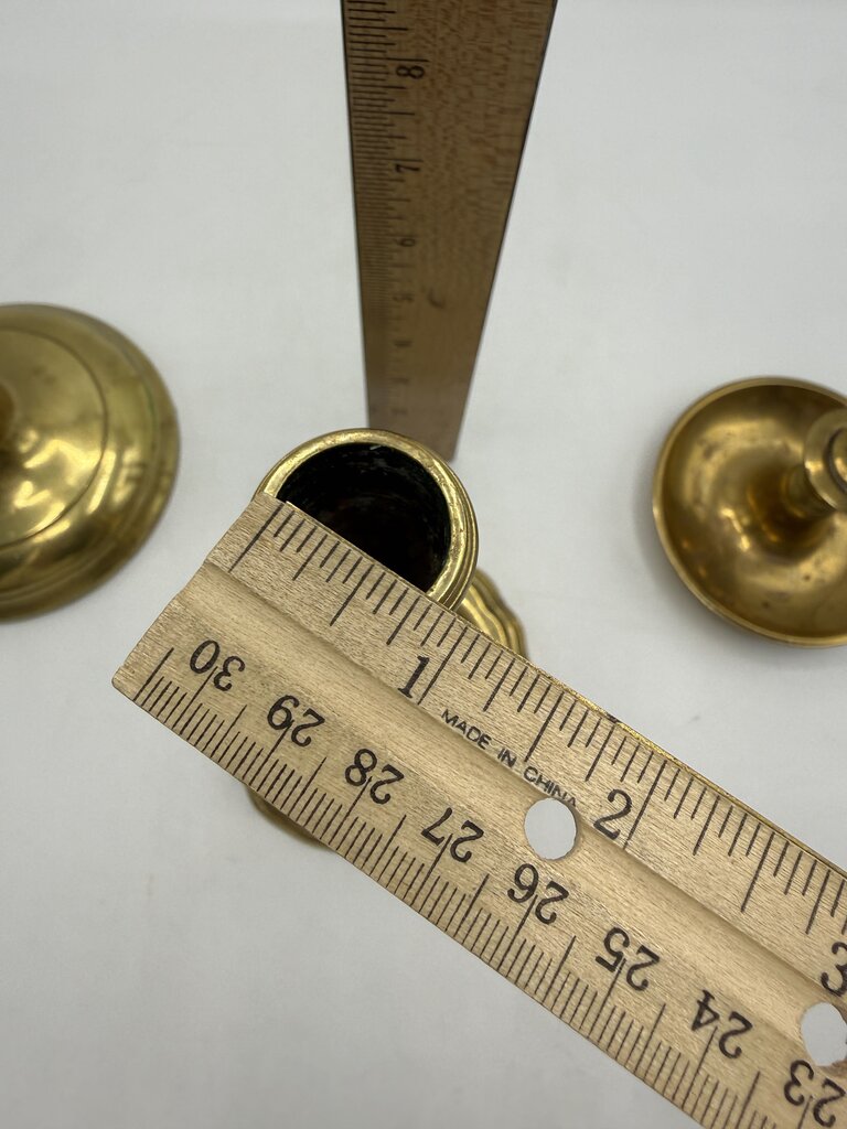 VTG Set of 3 Brass Assorted Candlestick Holders 8”-10” Tall /rw