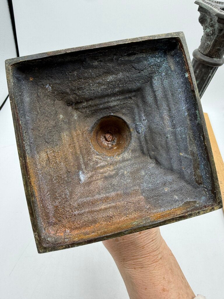 VTG Bronze Corinthian Column Candlestick Holders 13” tall /rw