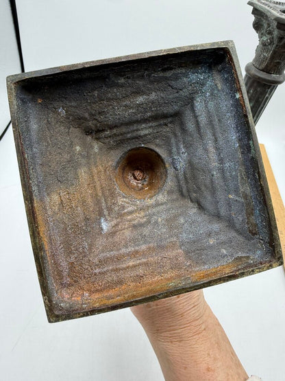 VTG Bronze Corinthian Column Candlestick Holders 13” tall /rw