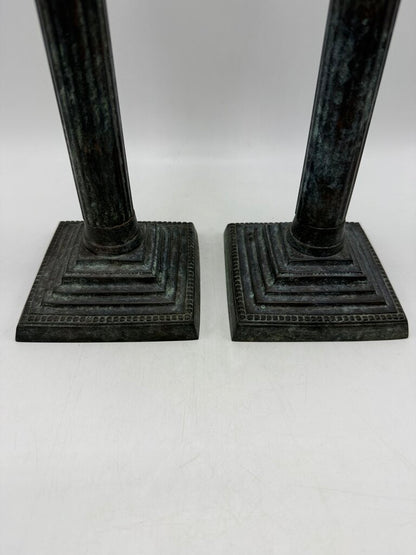 VTG Bronze Corinthian Column Candlestick Holders 13” tall /rw