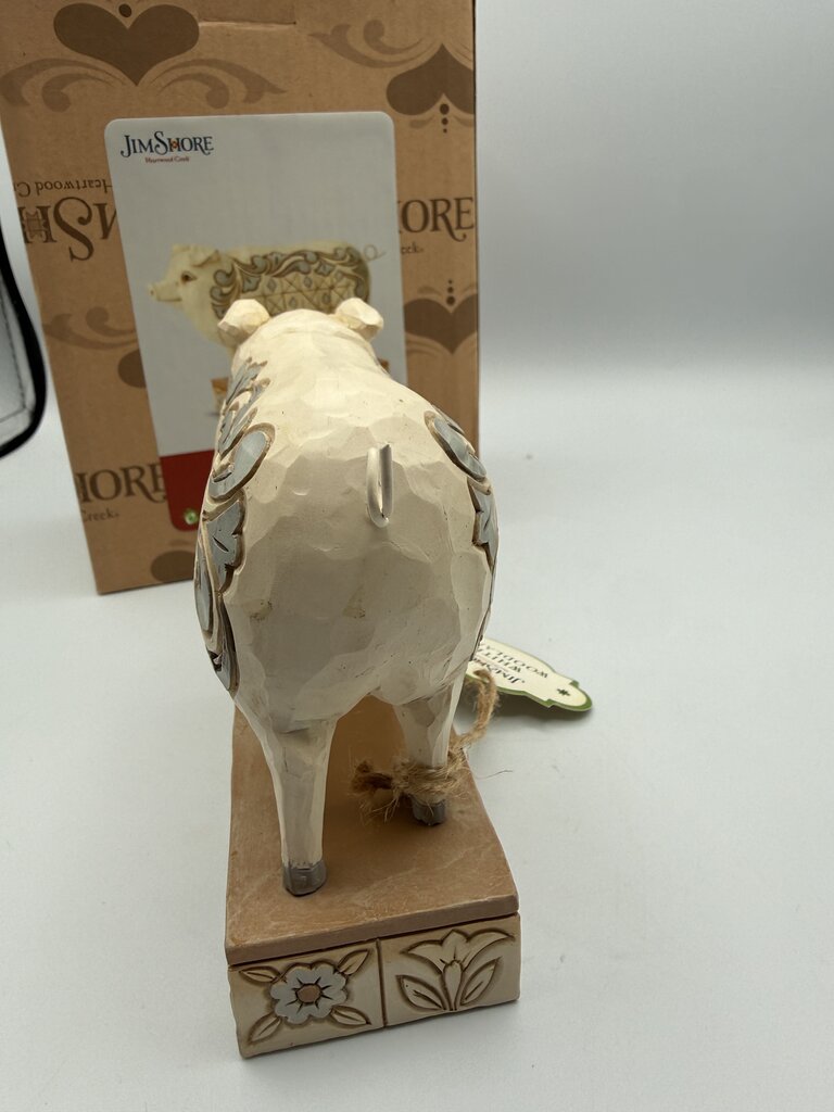 Jim Shore Hog Wild White Farmhouse Pig Figurine w/box /rw