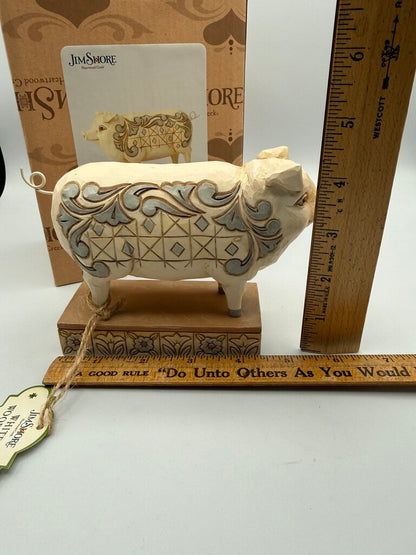 Jim Shore Hog Wild White Farmhouse Pig Figurine w/box /rw