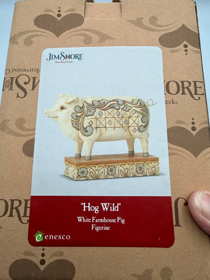 Jim Shore Hog Wild White Farmhouse Pig Figurine w/box /rw