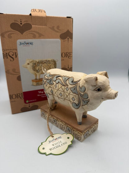 Jim Shore Hog Wild White Farmhouse Pig Figurine w/box /rw