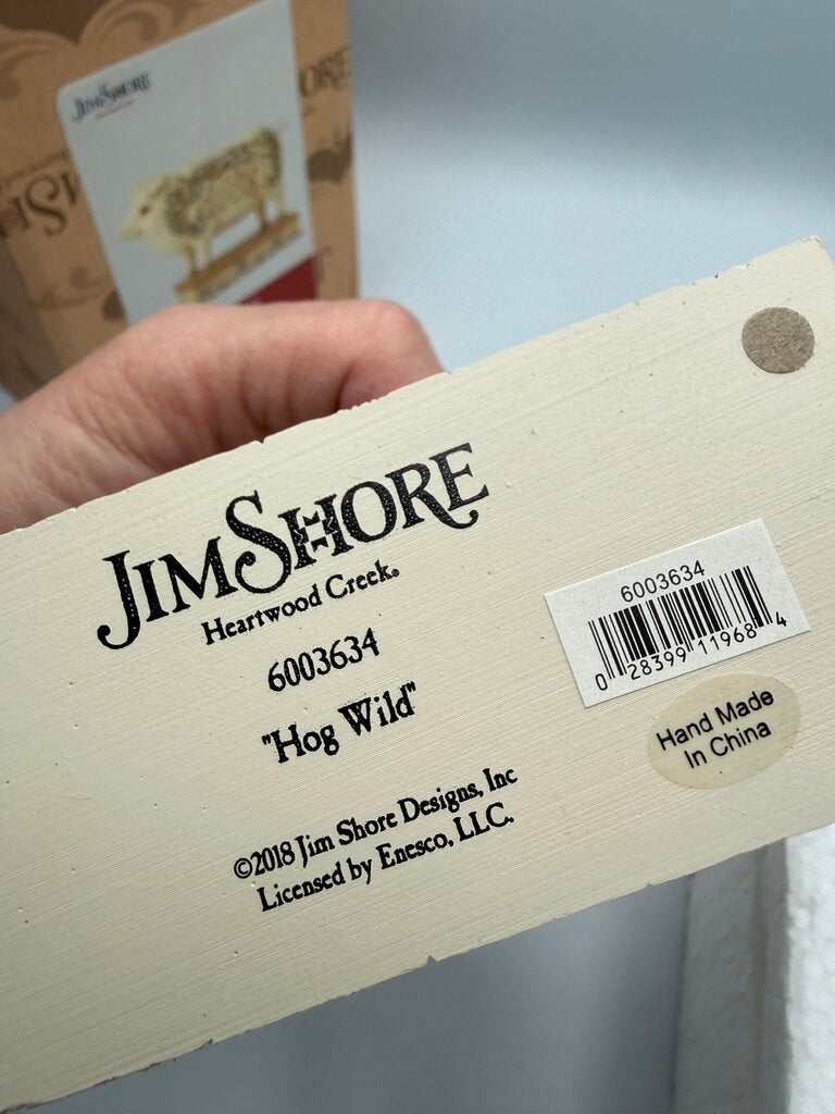 Jim Shore Hog Wild White Farmhouse Pig Figurine w/box /rw