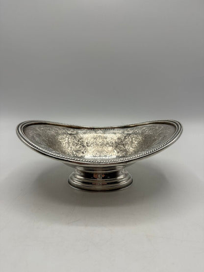 VTG Barker Ellis Silverplate Pedestal Oval Bon Bon Dish England /ro