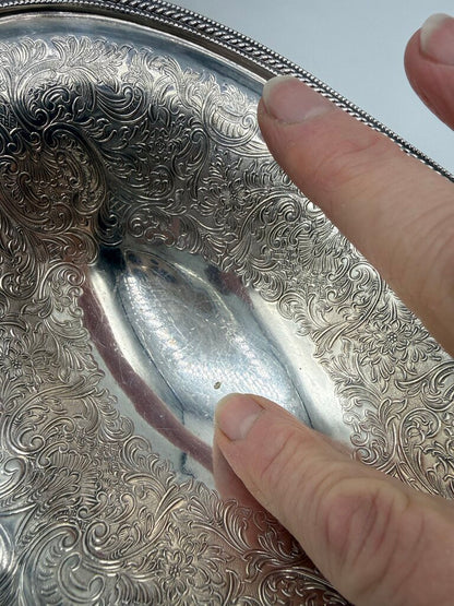 VTG Barker Ellis Silverplate Pedestal Oval Bon Bon Dish England /ro