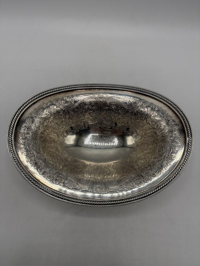 VTG Barker Ellis Silverplate Pedestal Oval Bon Bon Dish England /ro