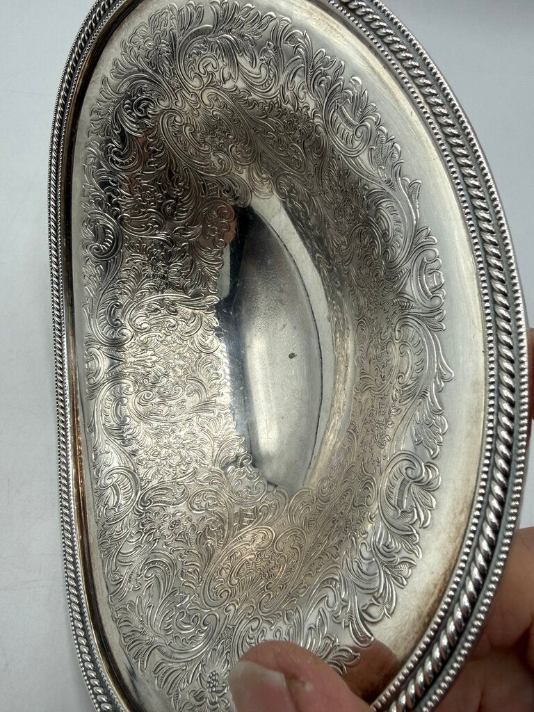 VTG Barker Ellis Silverplate Pedestal Oval Bon Bon Dish England /ro