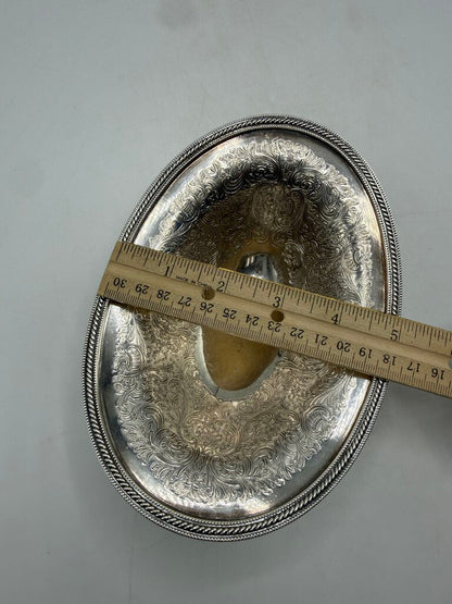 VTG Barker Ellis Silverplate Pedestal Oval Bon Bon Dish England /ro