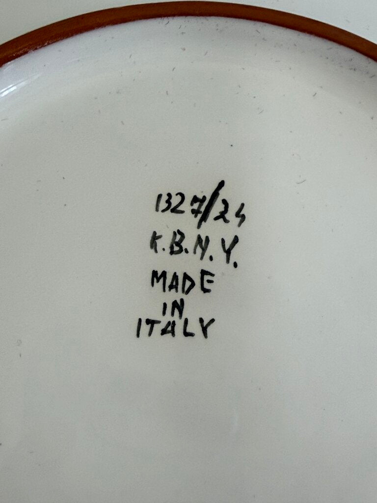 Italian Stoneware Handpainted Salad Bowl and Tongs Veggie Theme /rb