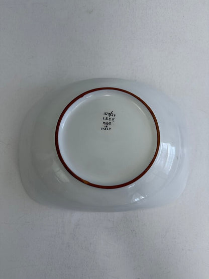 Italian Stoneware Handpainted Salad Bowl and Tongs Veggie Theme /rb