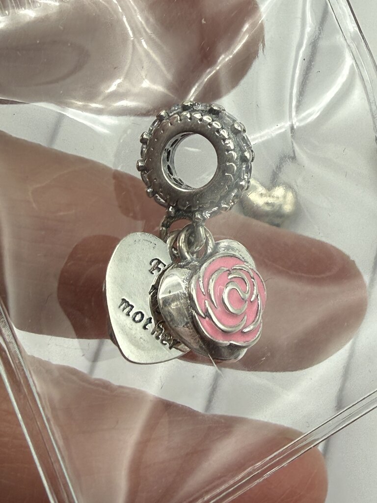 Pandora Sterling Silver set of 3 Mother/Mom/Heart Charms /ro