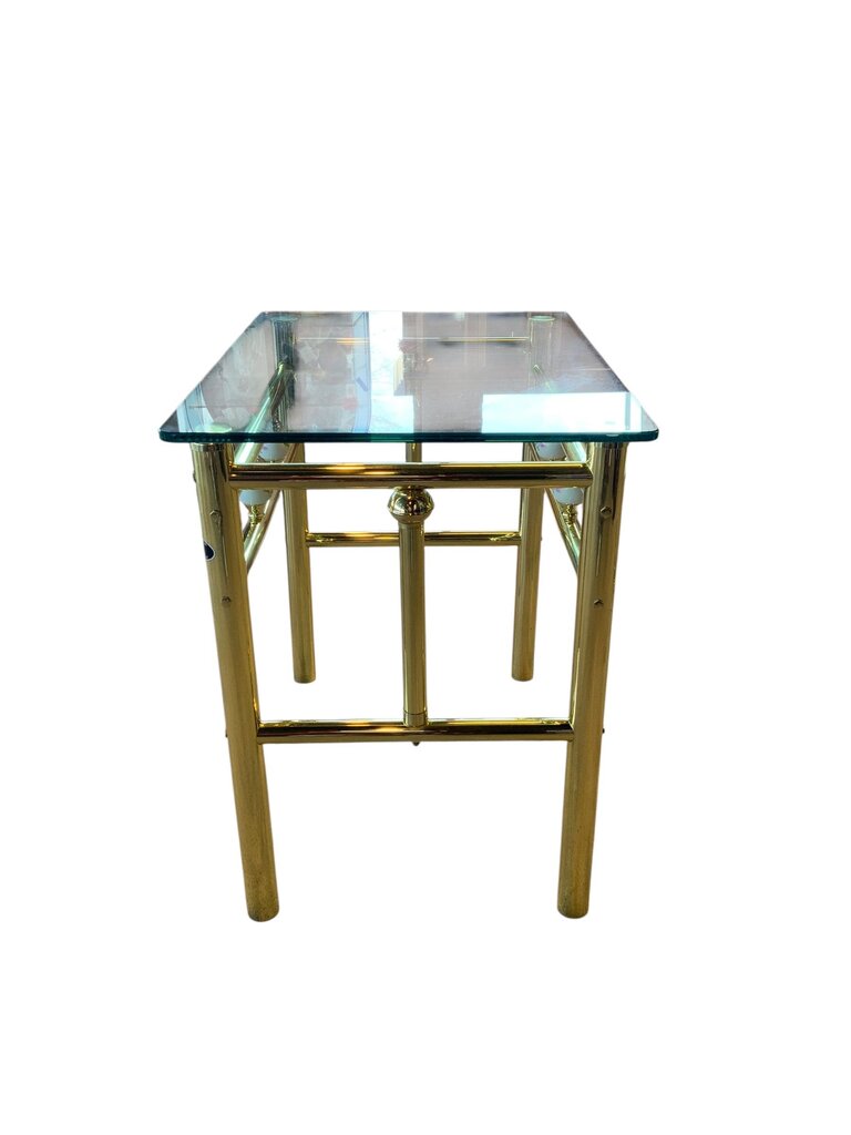 Wesley Allen Co Brass Glass Top Side Table