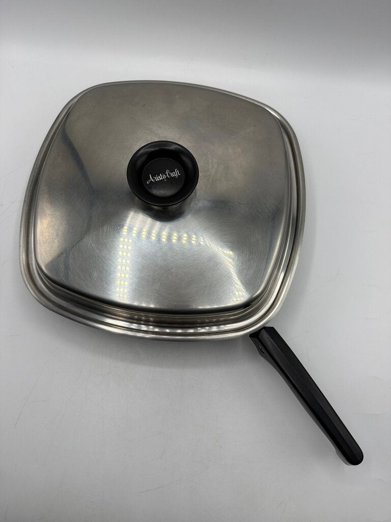 Vintage Aristo-Craft Stainless Steel 11” Square Pan w/lid 18/8 ply /rw