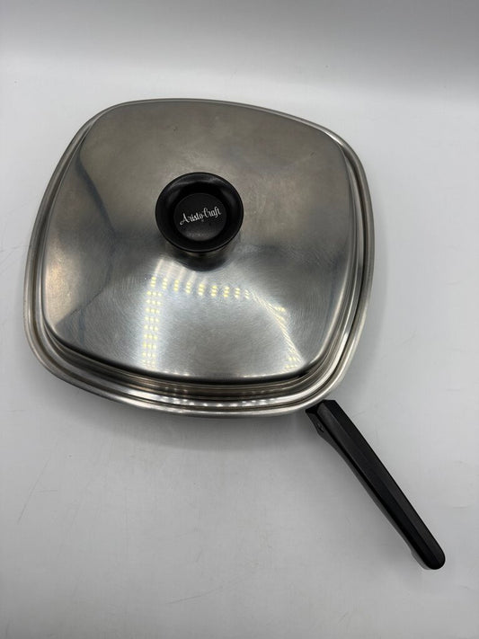 Vintage Aristo-Craft Stainless Steel 11” Square Pan w/lid 18/8 ply /rw