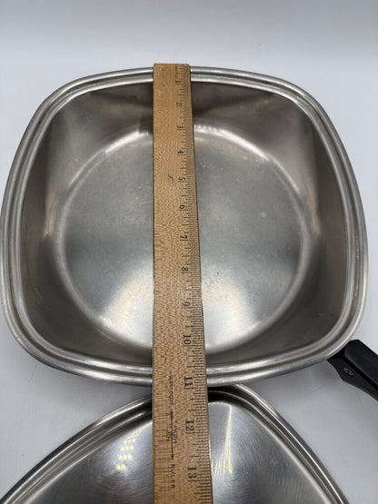 Vintage Aristo-Craft Stainless Steel 11” Square Pan w/lid 18/8 ply /rw