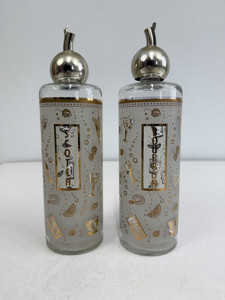 MCM Barware Bourbon & Scotch Glass Decanters /ro