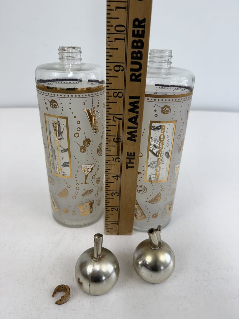 MCM Barware Bourbon & Scotch Glass Decanters /ro