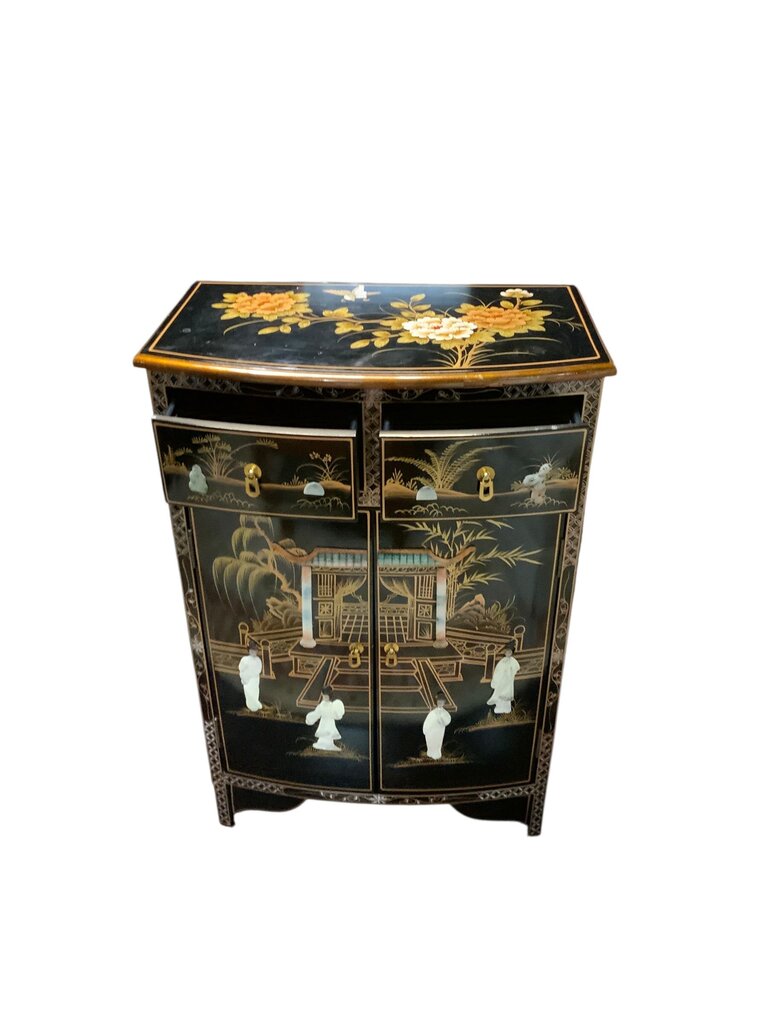 Hand Painted Oriental Solid Wood Cabinet