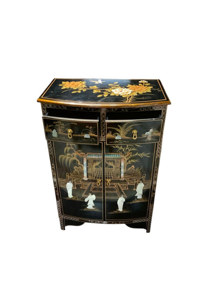 Hand Painted Oriental Solid Wood Cabinet