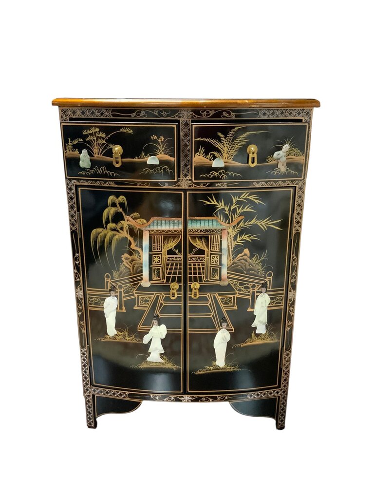 Hand Painted Oriental Solid Wood Cabinet