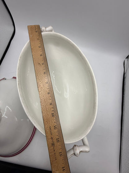 Antique C.F. Haviland White Footed Soup Toureen w/ Pink & Gold /rb