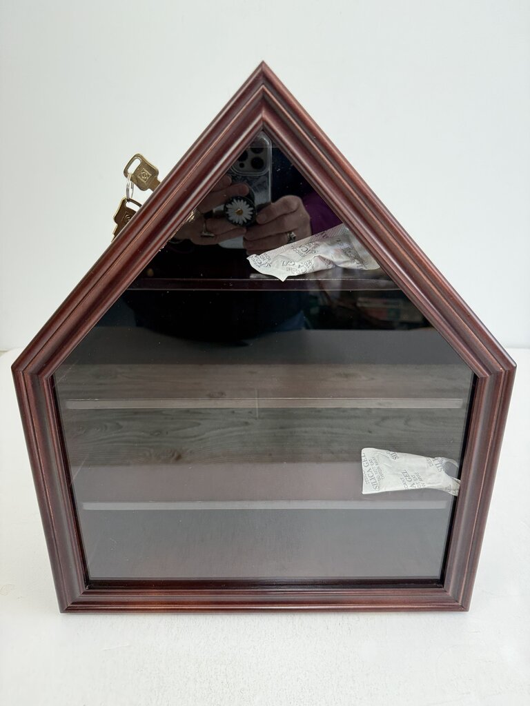 12 Baseball Cherry Wood Display Case for Wall w/ key /rb