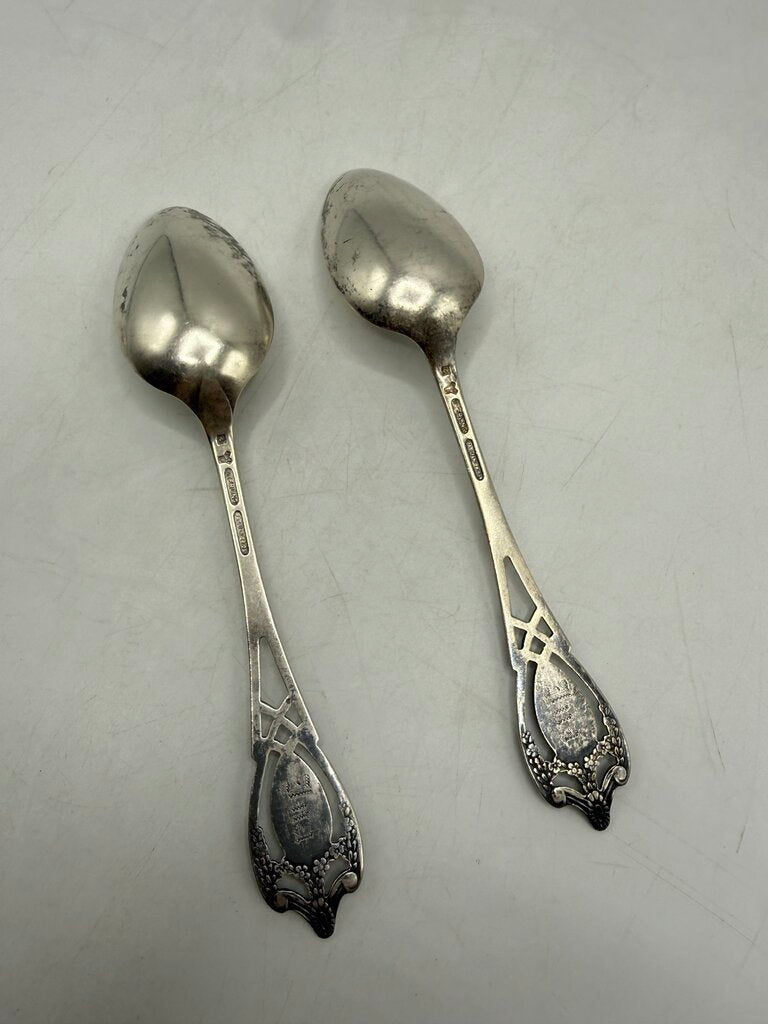 Set of 2 Antique Lunt Monticello Sterling Silver Teaspoon 36 GR /ro