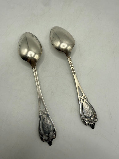 Set of 2 Antique Lunt Monticello Sterling Silver Teaspoon 36 GR /ro