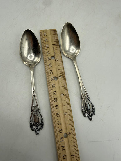 Set of 2 Antique Lunt Monticello Sterling Silver Teaspoon 36 GR /ro
