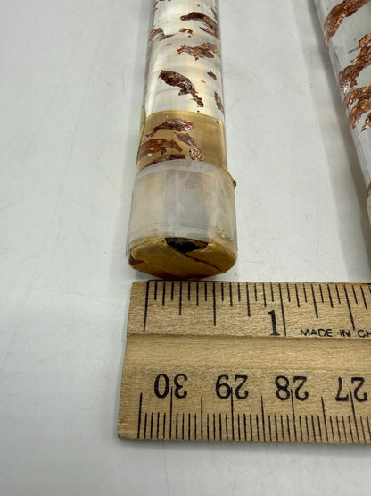 VTG Gregorian Copper Clear Lucite Copper Flake Candle Sticks 8” Pair /ro