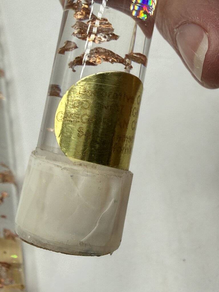 VTG Gregorian Copper Clear Lucite Copper Flake Candle Sticks 8” Pair /ro