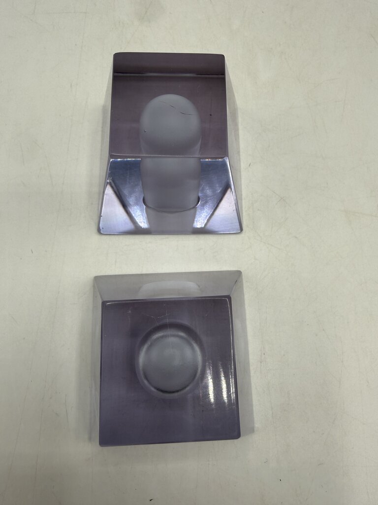 VTG Clear Crystal Obelisk Candlestick Holders MCM Art Deco Shape /ro