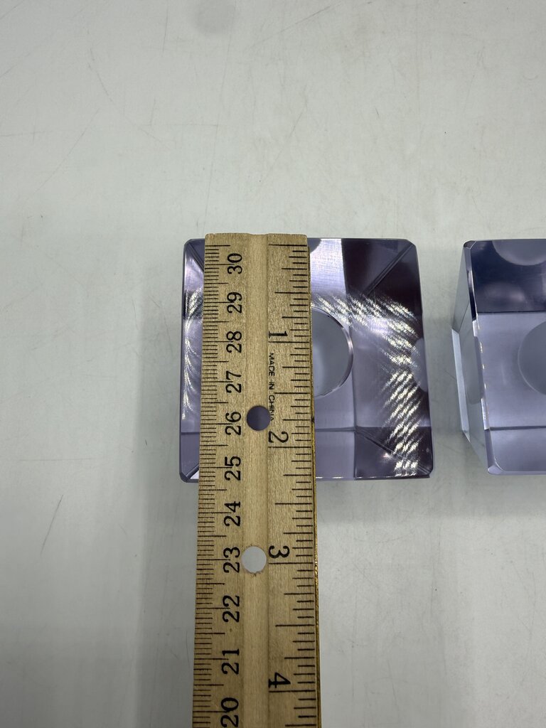 VTG Clear Crystal Obelisk Candlestick Holders MCM Art Deco Shape /ro