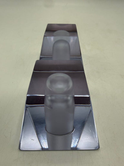 VTG Clear Crystal Obelisk Candlestick Holders MCM Art Deco Shape /ro