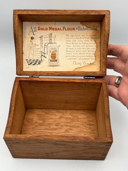 Vintage Gold Medal Flour Home Service Recipe Wood Box /ro